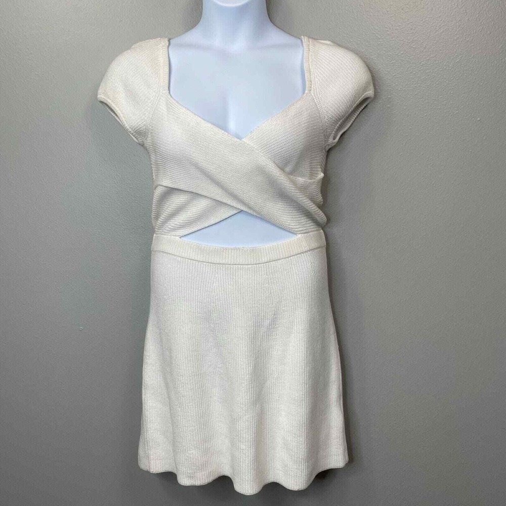 & Other Stories‎ Criss Cross Knit Dress Womens Medium Ivory Cap Sleeve